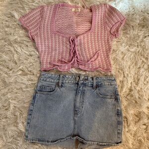 PacSun Blue Mini denim Skirt Set